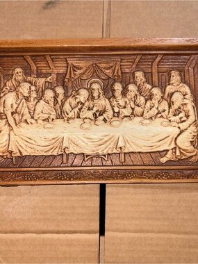 Vintage Religious Midcentury Plastic Last Supper Jesus  Wall Art